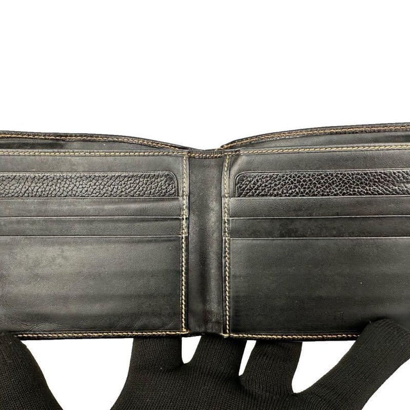 ダンヒル レザー 財布 お札入れ 黒 ブラック 二つ折り財布 ウォレット