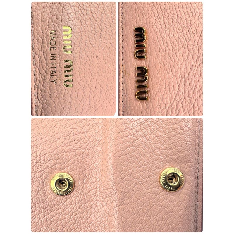 ミュウミュウ MIUMIU 2つ折り財布 小銭入れ お札入れ ピンクベージュ