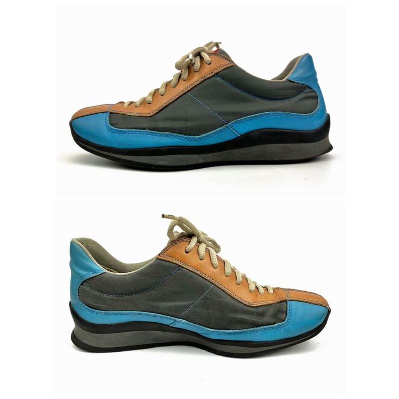 PRADA プラダ スニーカー 24cm ナイロン×レザー ローカット 水色