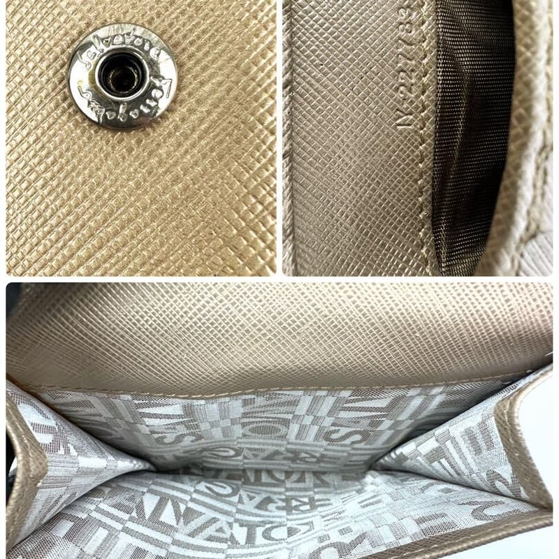 フェラガモ 二つ折り財布 Wホック シャンパンゴールド フェラガモ 二つ折り財布 Wホック シャンパンゴールド