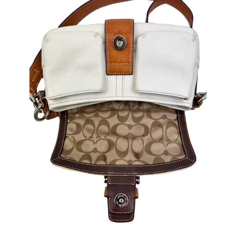コーチ COACH ショルダーバッグ ホワイト ブラウン 白レザー コーチ COACH ショルダーバッグ ホワイト ブラウン 白レザー