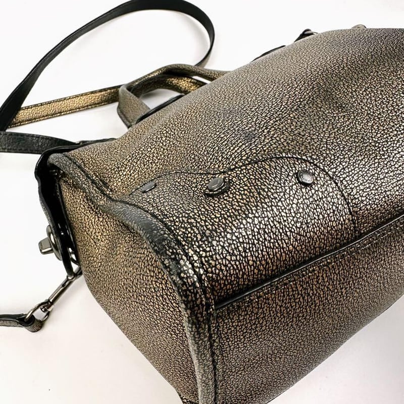 【中古】COACH ライダー24 サッチェル 2WAY ハンドバッグ ベージュ コーチ 33684 ライダー 24 サッチェル メタリックレザー 2way