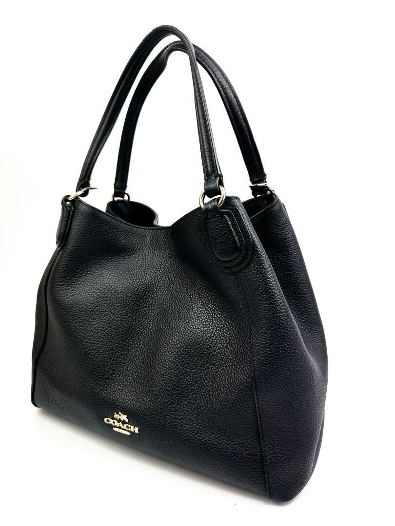 コーチ 2wayブラック ペブルドレザー ハンドバッグ ショルダー