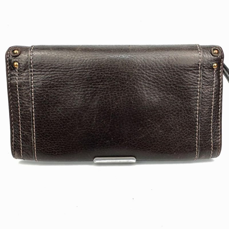 クロエ パドロック ガテナ 南京錠 鍵 長財布 ブラウン 茶革 04-10-99