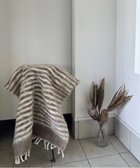 〔送料無料〕NEW Turkish Battaniye  トルコ製 手織りバッターニエ 130cm×78m（White×Brow）