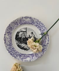 Sarreguemines antique plate "Waking up"  サルグミンヌ アンティークプレート "目覚め"