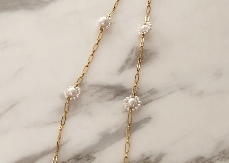 Timeless Pearly】パールマリーゴールドロングネックレス≪Les Chemins