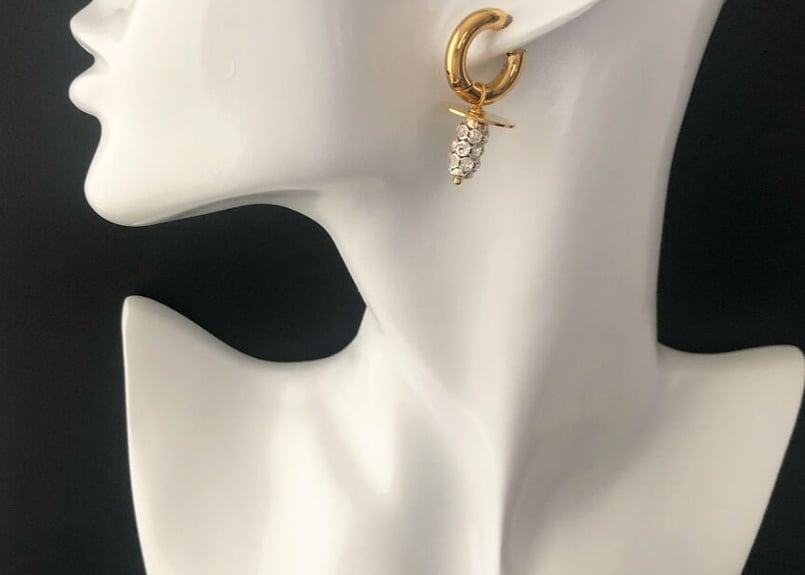【超ポイント祭?期間限定】 Timeless Pearly】ブラックバロックパール・ビジューピアス | Les Chemins アクセサリー