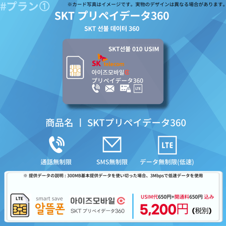 韓国USIMカード無制限プラン[通話 + SMS + データ]30DAY