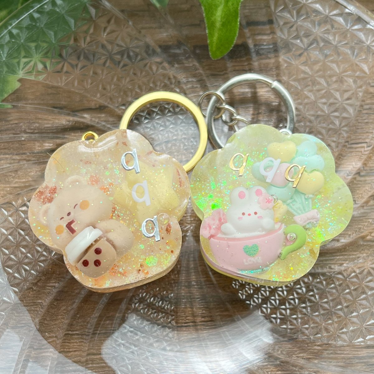 天然石】押し花♡キラキラ癒しのキーホルダー【パワーストーン