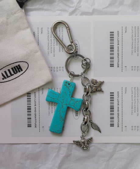 turquoise cross / key charm