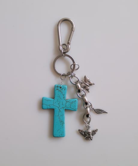 turquoise cross / key charm