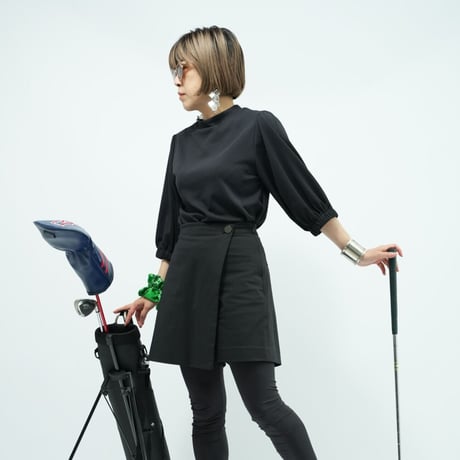 Maison Neude【 pinmesh balloon-sleeve mockneck 】