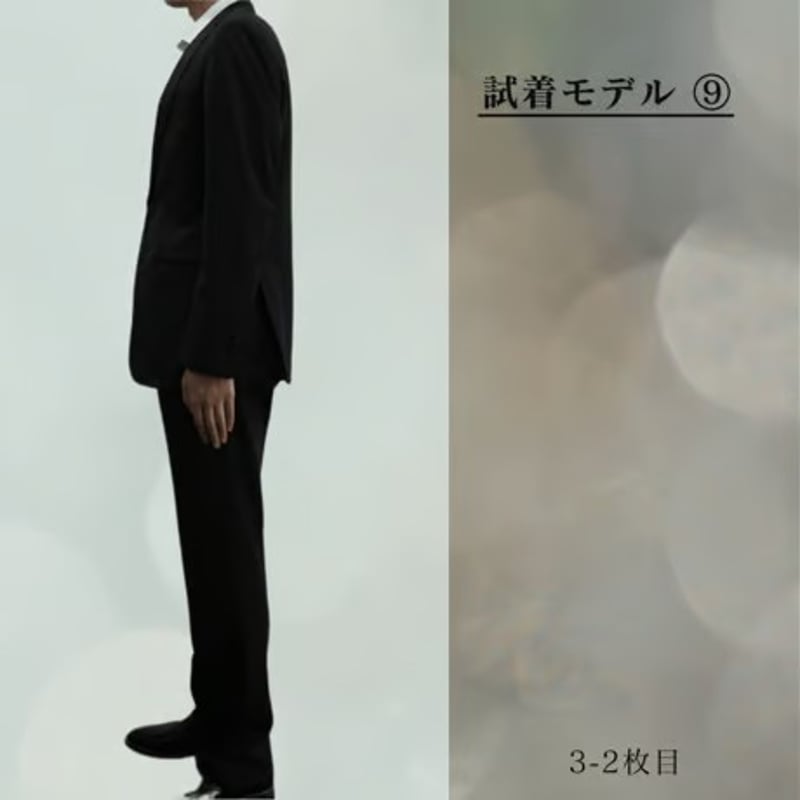 美品【BEAMS F】メンズスーツ サイズ93S春夏向き ブラックストライプ TK7084EM006267_fw_thumbM.jpg