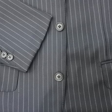 L158｜International Gallery BEAMS 段返り3Bネイビーストライプスーツ(48) 定価132,000円 インターナショナルギャラリービームス
