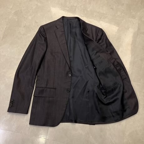 S26｜SHIPS×CERRUTI 2B艶ダークネイビーストライプスーツ(44) 定価110,000円 シップス