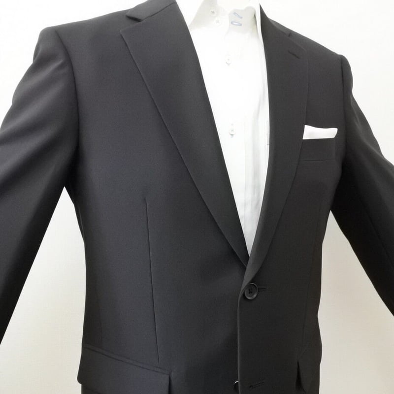 150｜日本老舗メーカー 2ボタンブラックフォーマルスーツ(A8) 冠婚葬祭  