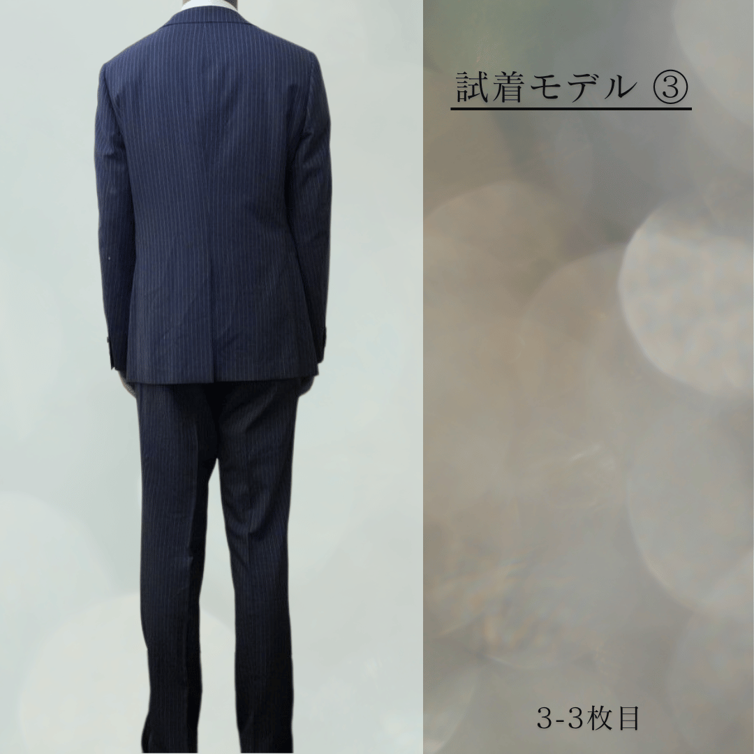 62｜TAKEO KIKUCHI 段返り3ボタンブルーグレーストライプスーツ(L～XL  