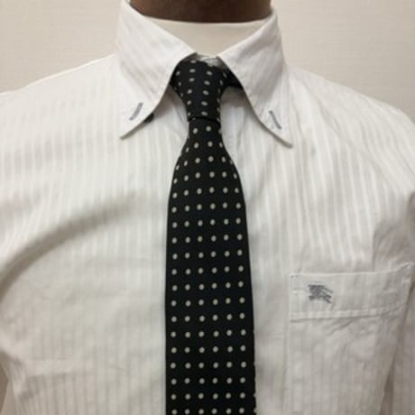 シャツS8｜BURBERRY BLACK LABEL  ホワイトシャドーストライプ【ボタンダウン】シャツ(38)