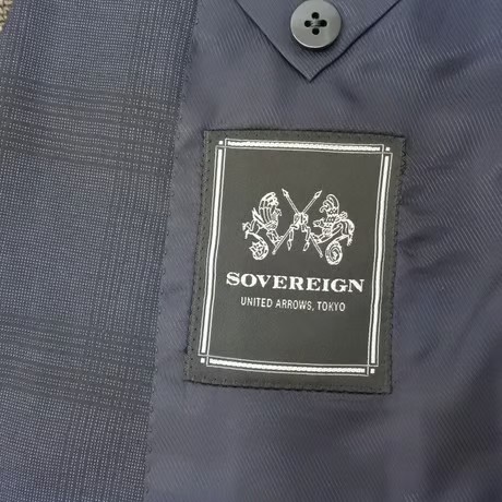 S14｜UNITED ARROWS SOVEREIGN 2Bネイビーグレーチェックスーツ(44) 定価152,000円 ユナイテッドアローズ