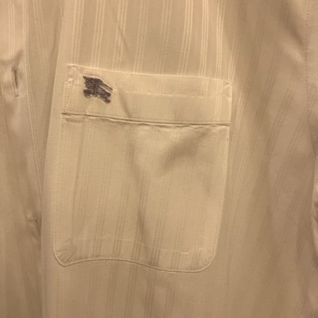 シャツL5｜BURBERRY BLACK LABEL ホワイトシャドーストライプ【ロゴシルバー】シャツ(41)