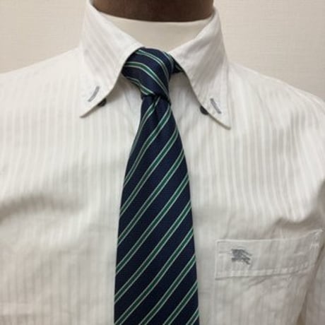 シャツS8｜BURBERRY BLACK LABEL  ホワイトシャドーストライプ【ボタンダウン】シャツ(38)