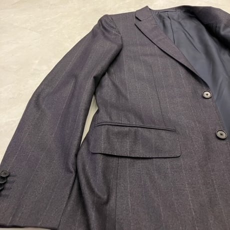 S26｜SHIPS×CERRUTI 2B艶ダークネイビーストライプスーツ(44) 定価110,000円 シップス