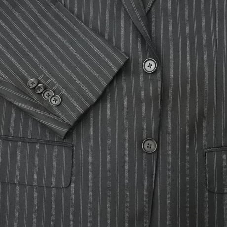 L161｜SHIPS LUXURY tailoring style 段返り3Bブラックストライプスーツ(48) 定価121,000円 シップス