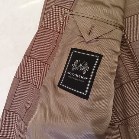 XL179｜UNITED ARROWS SOVEREIGN 段返り3Bブラウンウインドウペンスーツ(50) 定価152,000円 ユナイテッドアローズ