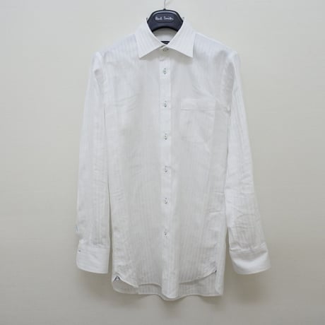 シャツXL1｜BURBERRY BLACK LABEL ホワイトシャドーストライプシャツ(42)XLサイズ