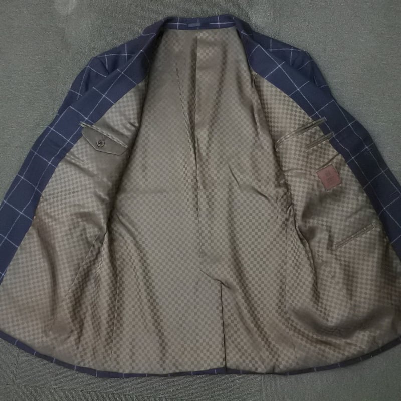 極美品　3ピース　タケオキクチ　ドーメル　ネイビー　ウィンドウペン DORMEUIL AMADEUS365】ピンストライプ スーツ（スーツセット