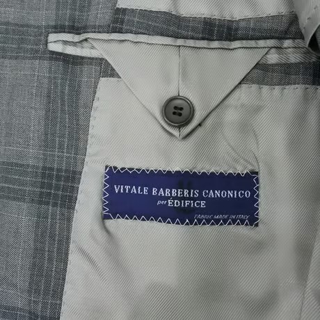 210｜EDIFICE×CANONICO 段返り3Bグレーチェックスーツ(44) 定価94,600円 エディフィス