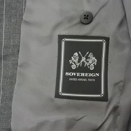M92｜UNITED ARROWS SOVEREIGN 段返り3Bダークグレーストライプスーツ(46) 定価152,000円 ユナイテッドアローズ