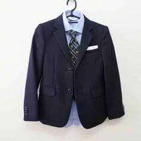 301｜BEAMS DESIGN 2Bネイビーシャドーストライプ３点セットキッズスーツ(140) ビームス