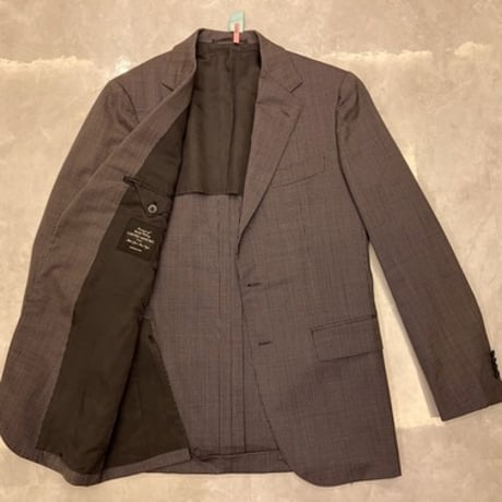 L160｜UNITED ARROWS 段返り3Bブラウングレーマイクロチェックスーツ(48) 定価84,700円 ユナイテッドアローズ