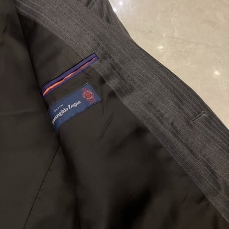 S44｜Paul Smith SOHO×Zegna 2Bダークグレーストライプスーツ(S) 定価112,000円 ポールスミス