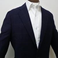L237｜COMME CA MEN 段返り3Bネイビーチョークウインドウペンスーツ(L) 定価75,900円 コムサメン