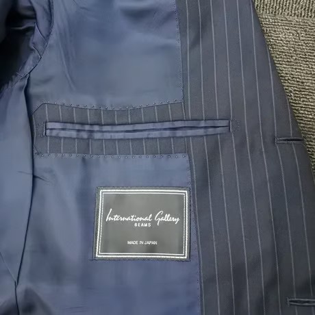 S34｜International Gallery BEAMS✕ロロピアーナ 段返り3Bネイビーストライプスーツ(44) 定価155,000円 インターナショナルギャラリービームス