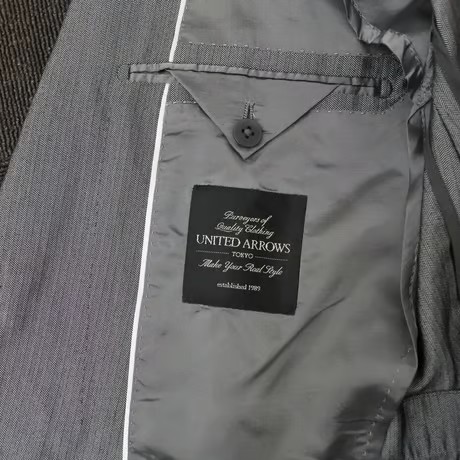 M99｜UNITED ARROWS 2B光沢グレーストライプスーツ(46) 定価84,700円 ユナイテッドアローズ