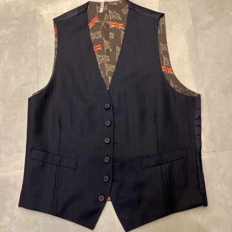 L147｜Paul Smith×ロロピアーナ 2Bダークネイビーストライプ3ピーススーツ(L) 定価121,000円 ポールスミス
