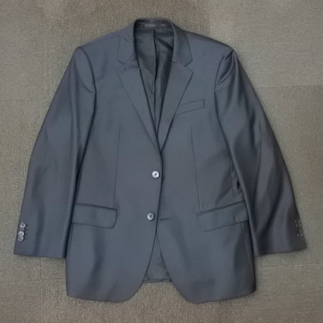L157｜HUGO BOSS(ヒューゴボス) 2B艶ブラック３ピーススーツ(48) 定価163,000円