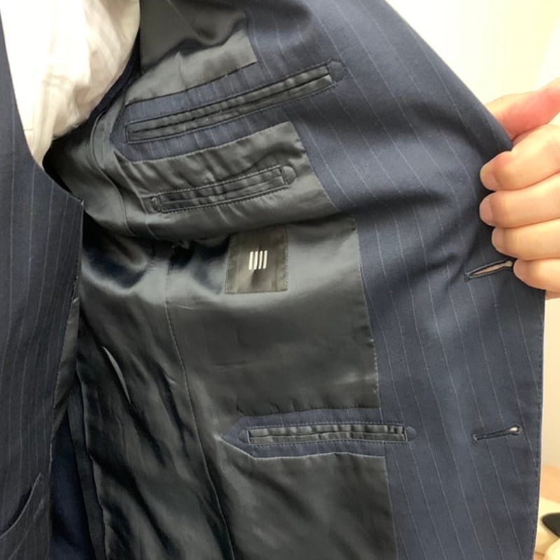 38|SUIT SELECT 2Bネイビーストライプ3ピーススーツ(Y6)スーツ 38|SUIT SELECT 2Bネイビーストライプ3ピーススーツ(Y6)スーツ