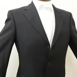 バーバリーブラックレーベル スーツ 黒 ストライプ 3ピース【38R】 84｜BURBERRY BLACK LABEL 3Bブラックシャドーストライプスーツ