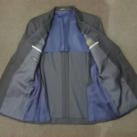 M84｜Paul Smith SOHO×ロロピアーナ 2Bブラックシャドーストライプドット柄スーツ(M) 定価132,000円 ポールスミス