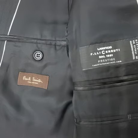 M77｜Paul Smith Collection✕CERRUTI ２ボタンブラックシャドーストライプスーツ(M) 定価135,000円 ポールスミスコレクション