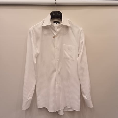 シャツS3｜BLACK LABEL CRESTBRIDGE ホワイトシャドーストライプ【クレリック】シャツ(S)