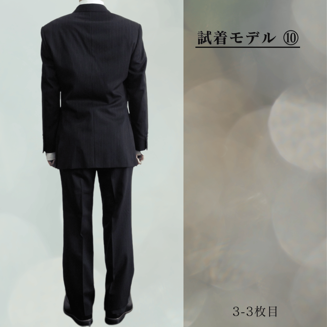 138｜BURBERRY BLACK LABEL 段返り3ボタンブラックストライプスーツ(