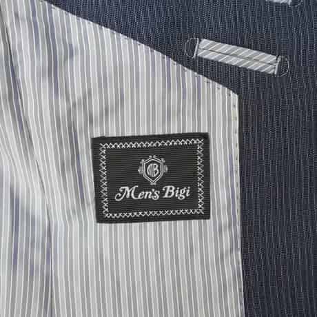 219｜Men's Bigi 2Bネイビーグレーピンストライプスーツ(XS) メンズビギ