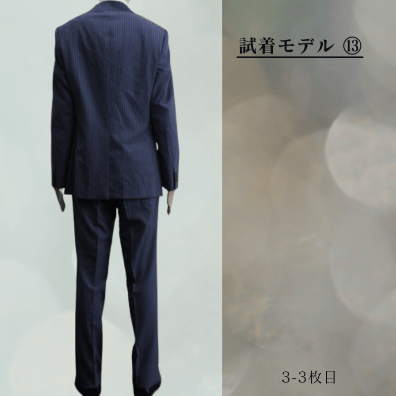 62｜TAKEO KIKUCHI 段返り3Bブルーグレーストライプスーツ(XL