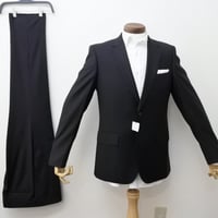 L141｜Paul Smith SOHO✕ロロピアーナ ２ボタン艶ブラックスーツ(L) 定価145,000円 ポールスミス